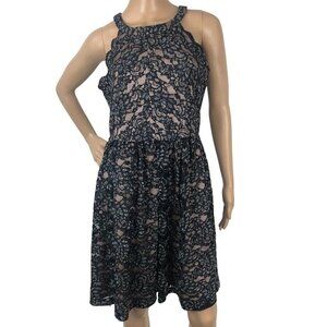Ivanka Trump Lace Overlay A-Line Dress Formal‎ Party Black Nude Halter Size 8